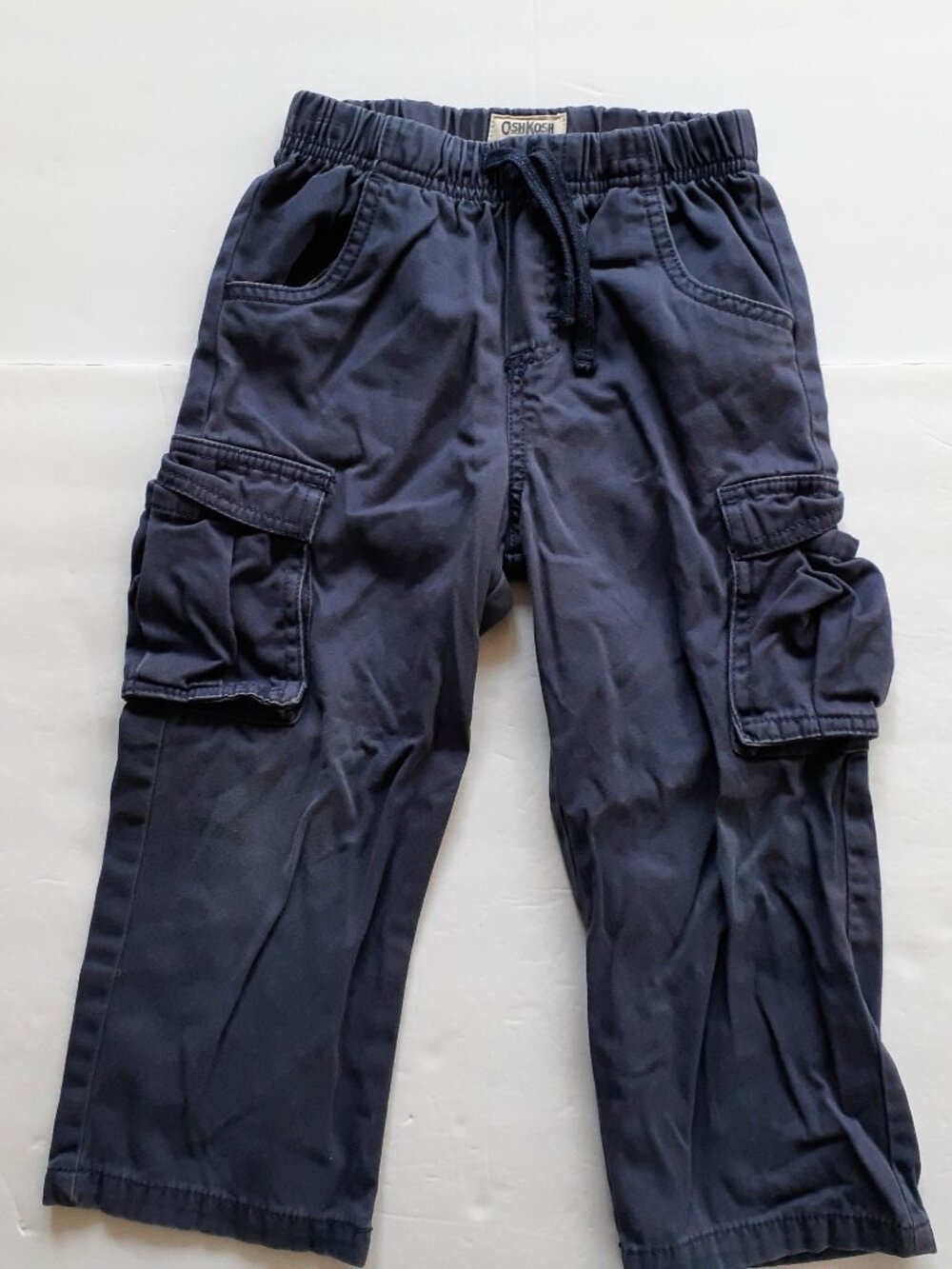 Oshkosh Boys Cargo Pants Navy Blue Pull On Elastic Waist Size 4